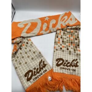 Dick’s Drive-In and Hambergers Reversible Brown & Orange Scarf 72x6 NWOT